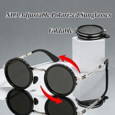 Luxury ND9 Dimming Glasses for Men Women Trendy Adjustable Polarized Sunglasses Outdoor Foldable UV400 Sports Eyewear Goggles