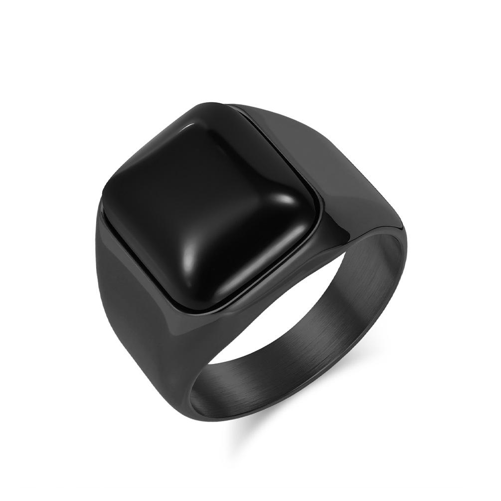 2026 Natural Gemstone Square Tiger's Eye Stone Ring Men's Personality High Sense Fashion Smooth Hand Jewelry