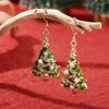Zinc Zinc Alloy Christmas Tree Earrings Gold Christmas Earrings Elegant Rhinestone Dangle Earrings  Gift