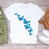 Ropa informal de mariposa, ropa Floral de manga corta de los años 90 para mujer, ropa de moda, camiseta, camiseta estampada para mujer
