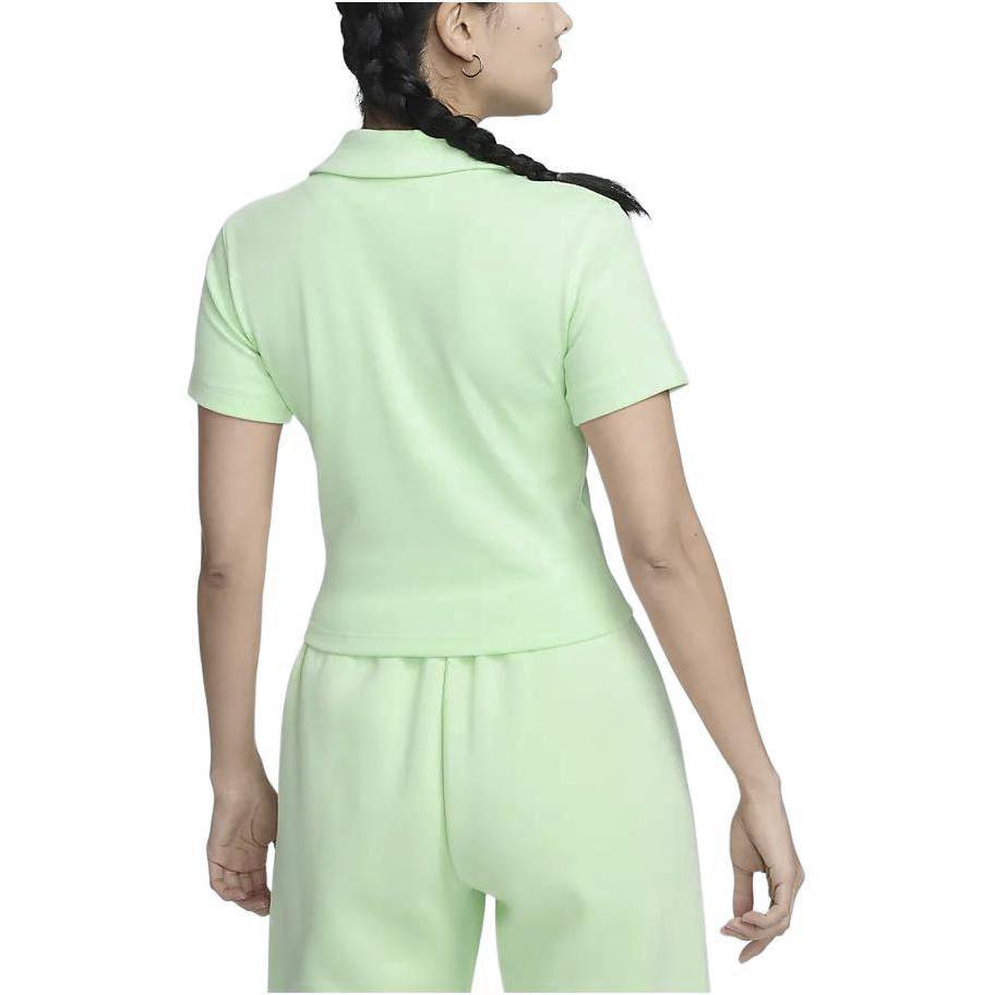 Nike Sportswear Essentials Solid Casual Pullover Short Sleeve Polo Women Tops Vapor-Green DV7885-376
