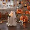 Ghost Pup Candle Holder Cute White Ghost Walking Dog Candlestick Resin Tabletop Figurine for Halloween Home Shelf Desk Decor