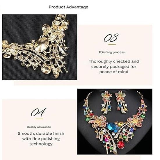 Collier et boucles d'oreilles sertis de pierres précieuses bleues et de cristaux pour femme, bijoux pour fêtes et occasions spéciales