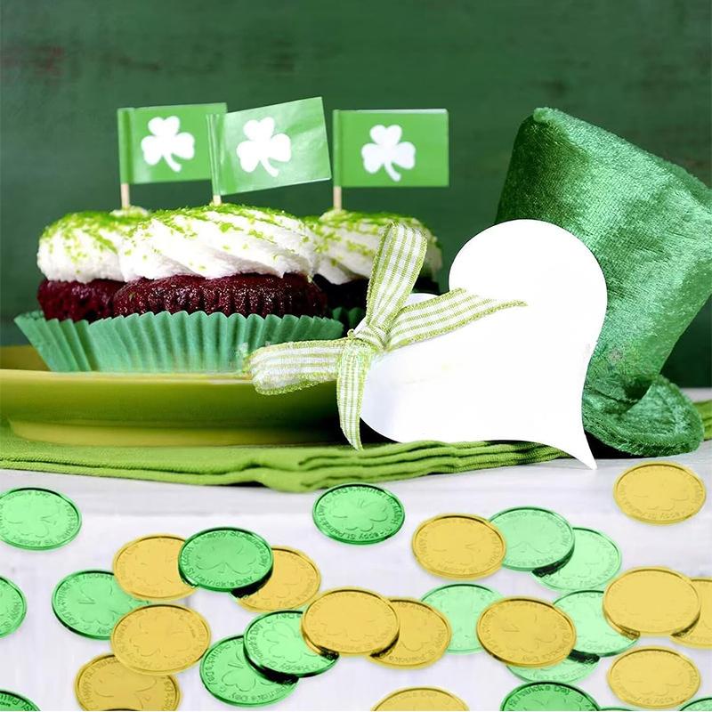 St. Patrick's Party Decoration Accessories, Plastic Coins, Game Accessories Props, Festive Desktop Decorations,Gifts for Friends