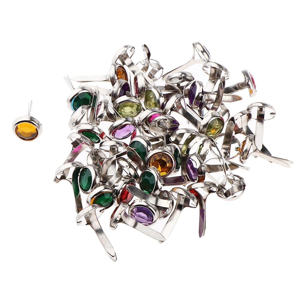 2x 50 Round Rhinestone Brads Paper Fastener used Making Scrapbook