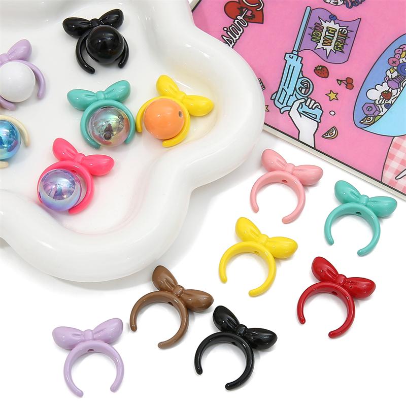 4 bucăți 25 mm mărgele acrilice cu fundă de iepure pentru colier breloc DIY bijuterii artizanat