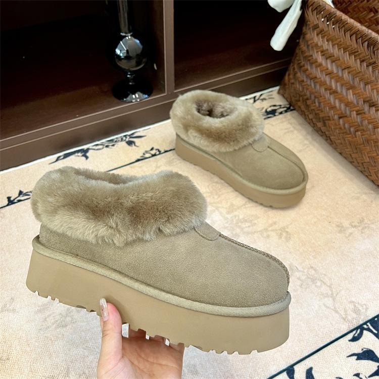 Sangpo Snow Boots Thick-soled New Fur Integrated Flip Mouth Tazt Piled Thickened Warm Wool Cotton Shoes Winter