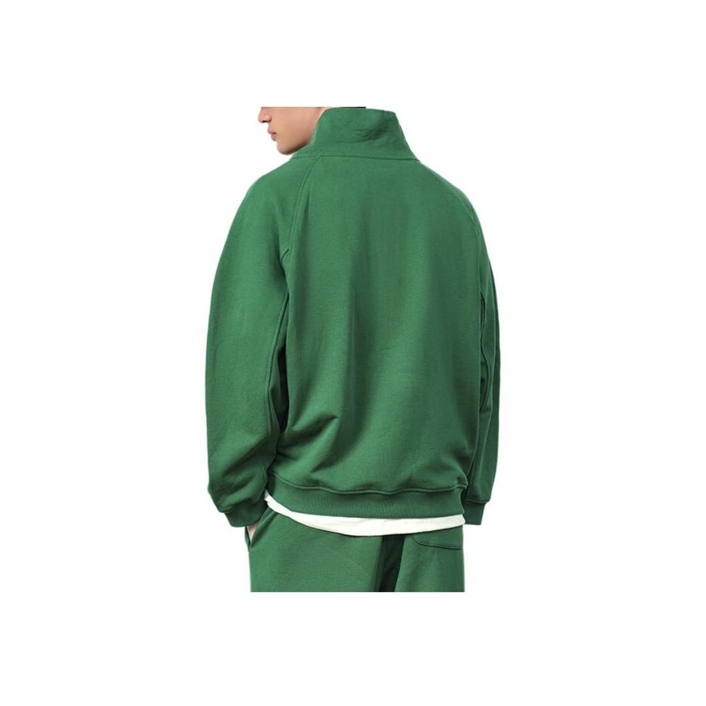 Reebok Solid Color Knitted Fleece Half-Zip Pullover Sweatshirt Unisex sweatshirt Dark-Green 23FRC355UGL1