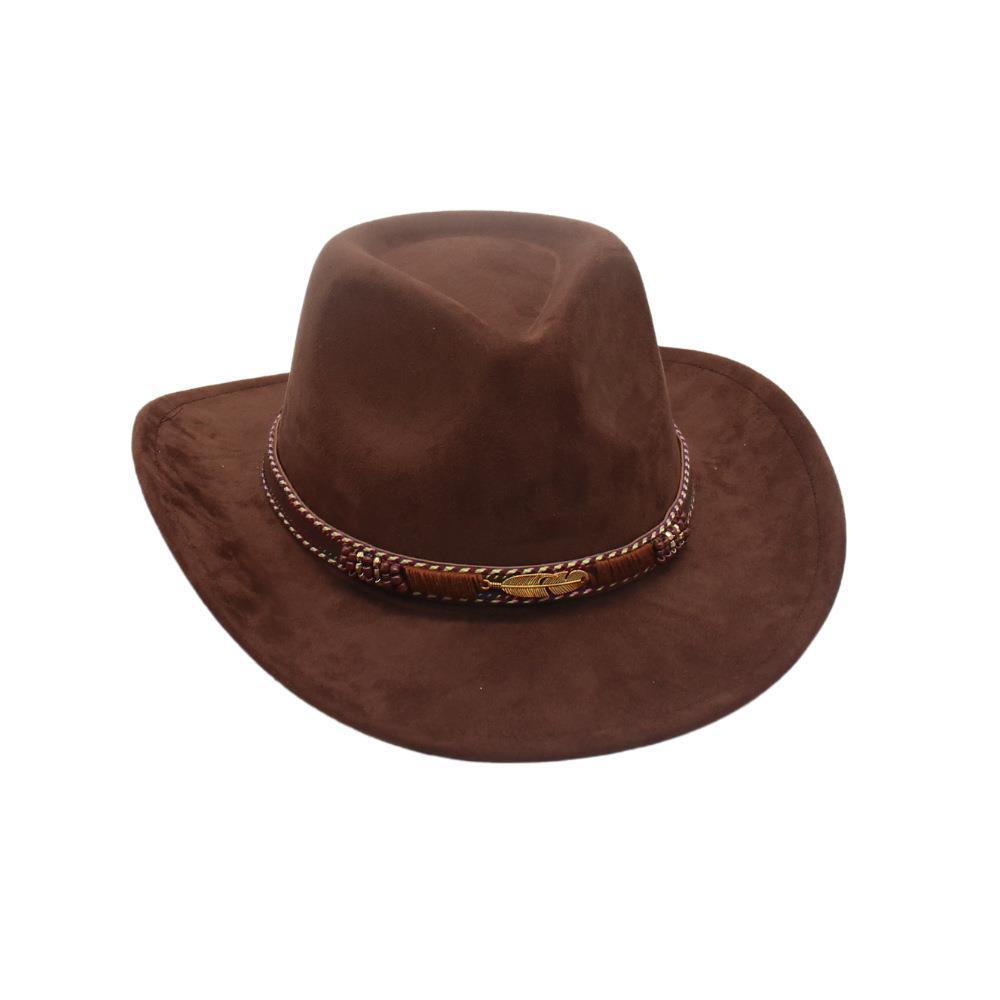 American French Jazz Hat Cowboy Hat Men'S And Women'S Top Hat Ethnic Style Spring And Summer High Sense Imitation Suede Western