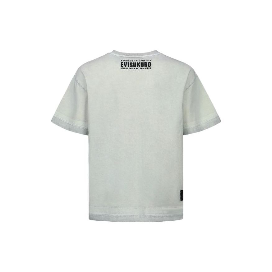 Evisu Water Wash Letter Pattern Color Block Round Neck Pullover Short Sleeve T-Shirt Men Tops 2ESGNM3TS615RXCTLTGY