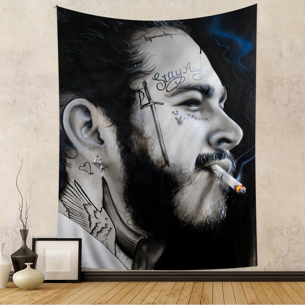 American Singer Star Rapper Post Malone Cartoon Tapestry Wall Hanging Decoration Household Home Decor