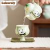 Handbemalte Panda Hochfuß-Teetasse Zen-Teeschale Teetassenset Teeprobe Meditationsbecher Jianzhan Meistertassen Teeservice Untertasse