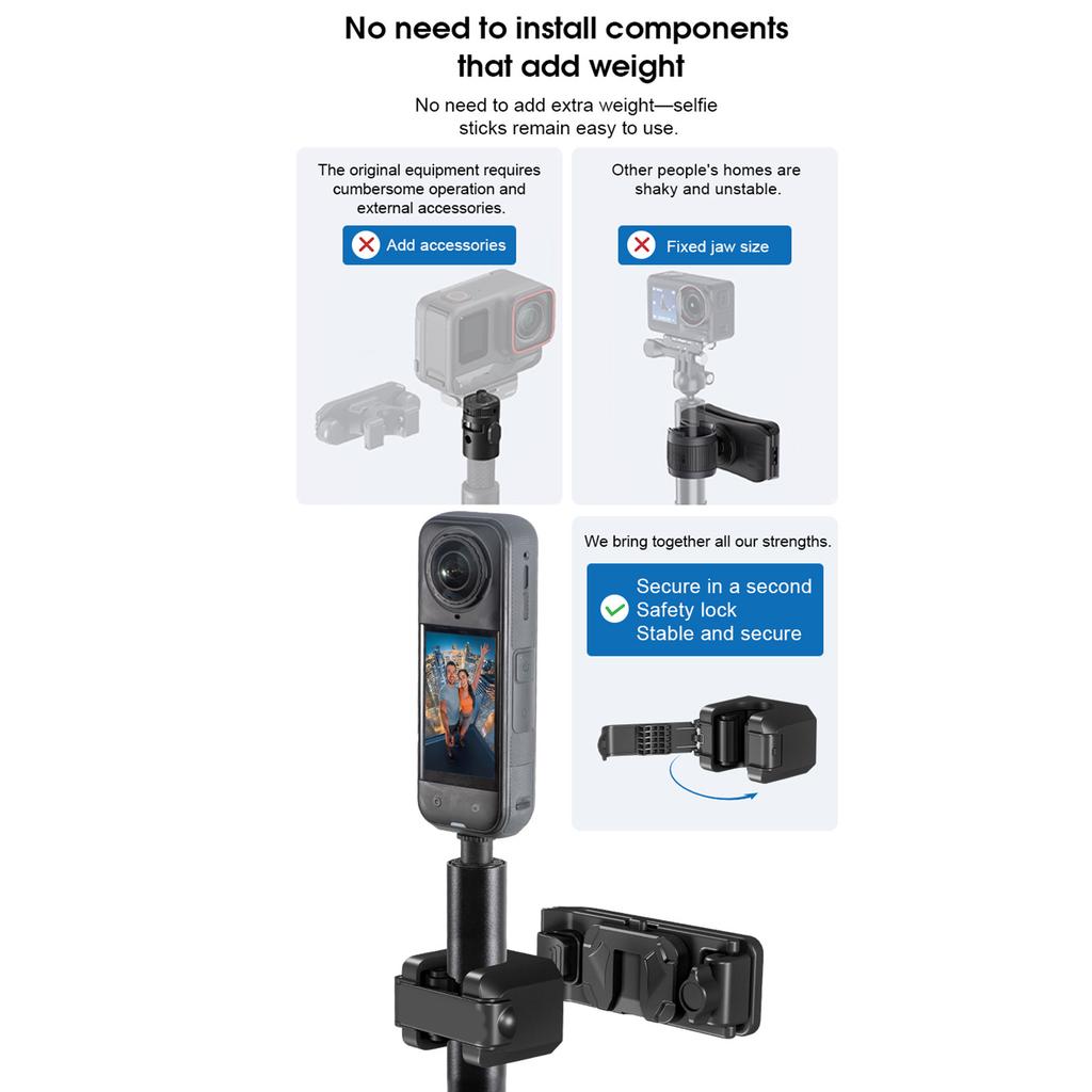 Durability Adjustable Selfie Stick Holder Quick Release Mount For Backpacks Strap Clip Attachment Cameras Mount
