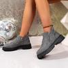 Fashion Stylish Side Zip Platform Single Shoes Autumn New Round Toe Suede Anti-slip Wear-resistant Short-thigh Boots