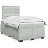 Vidaxl Letto Continentale Con Materasso, Grigio Chiaro, 120X190Cm, Velluto