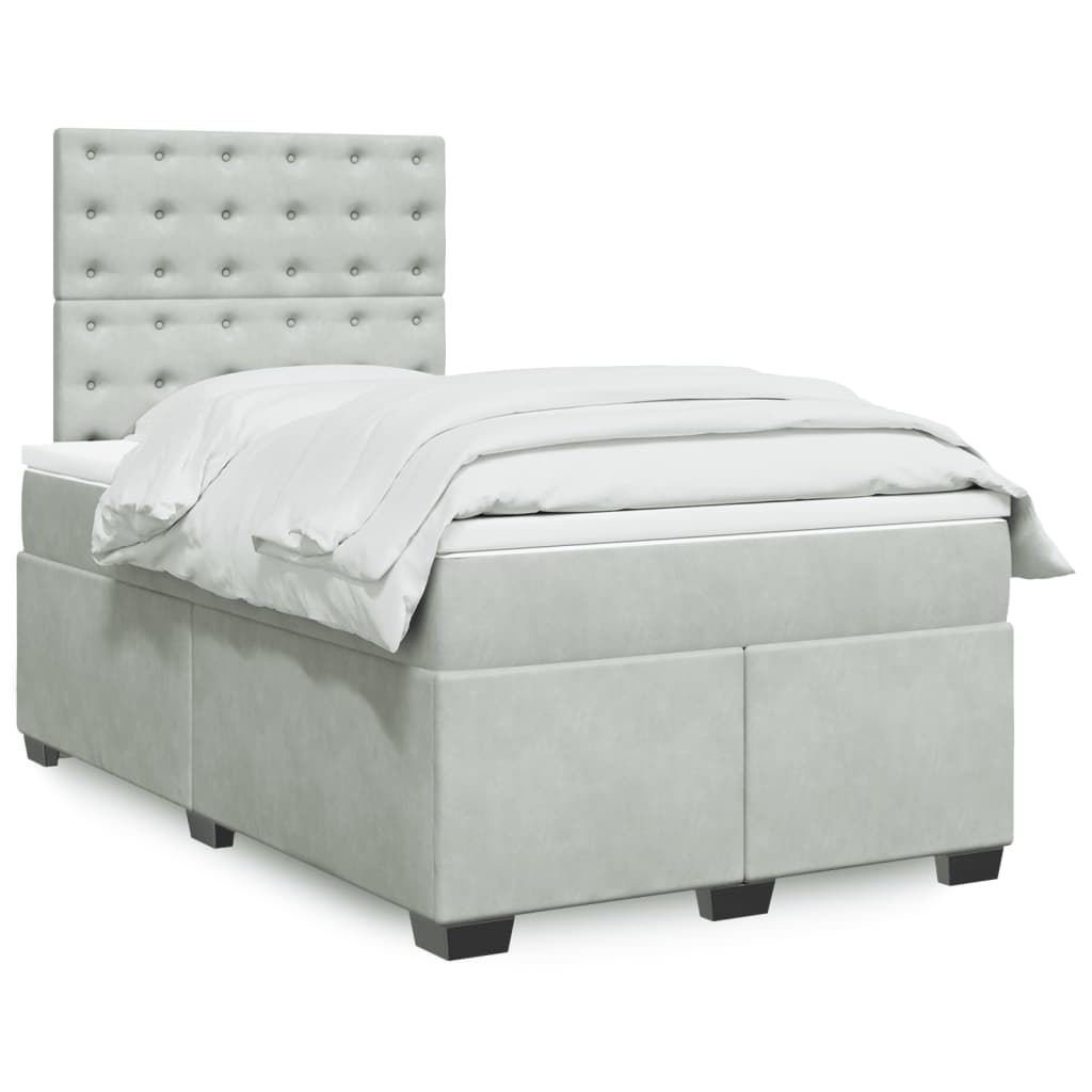 Vidaxl Letto Continentale Con Materasso, Grigio Chiaro, 120X190Cm, Velluto