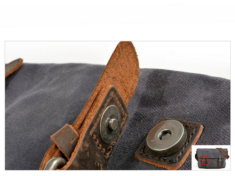 Men's Oil Wax Canvas and Leather Water-Repellent SLR Camera Shoulder Bag