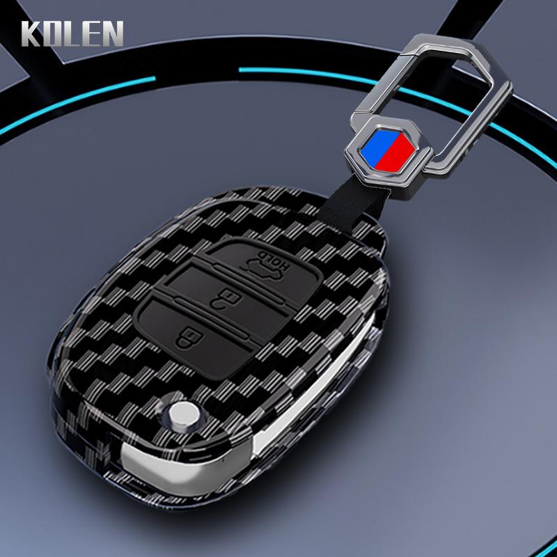 Abs Carbon Fiber Style Car Key Case Cover For Hyundai Solaris Creta Ix25 Kona Tucson Santa Fe Sonata Elantra Ix35 I20 Hb20 Ix45