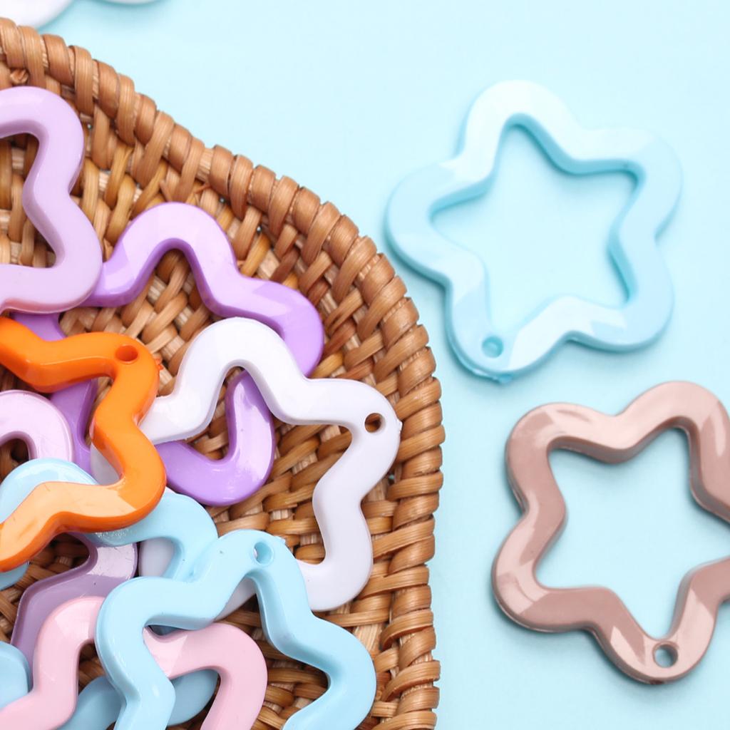 Home Candy Color 30mm Fashion Acrylic Pendants DIY Jewelry Material Pentagram Pendant for Necklace Earrings Making 20Pcs