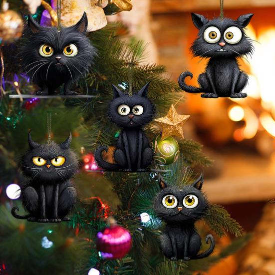 10/20Pcs Halloween Black Cat Hanging Decoration Indoor Outdoor Car Rearview