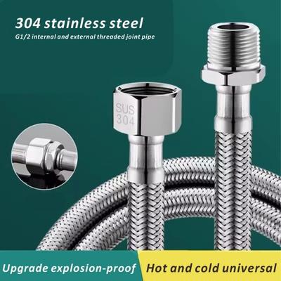 Internal Threaded Extension Sprayer Pipe Stainless Steel G1/2 Threaded Hose Braided Hose