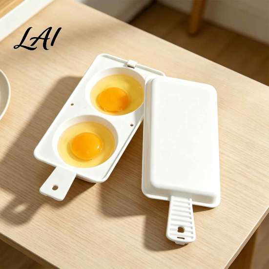 Office Breakfast Maker Microwave Egg Poacher 2‑Cavity Steamer Cooker with Lid & Handle Oil Free Boiler Mold Quick Kitchen Gadget for Home Dorm