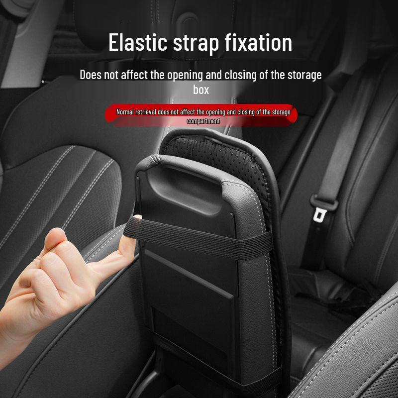 Rhombus Thin Style Car Armrest Pad with Side Pockets, Universal Fit, Four Seasons Use.