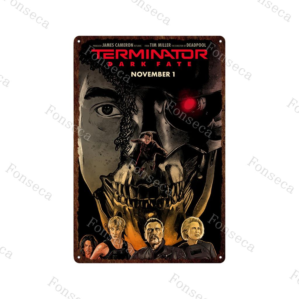Terminator 2 Movie Metal Poster Tin Sign Classic Movies The Terminator Metal Plates Home Decoration Wall Art Iron Paining