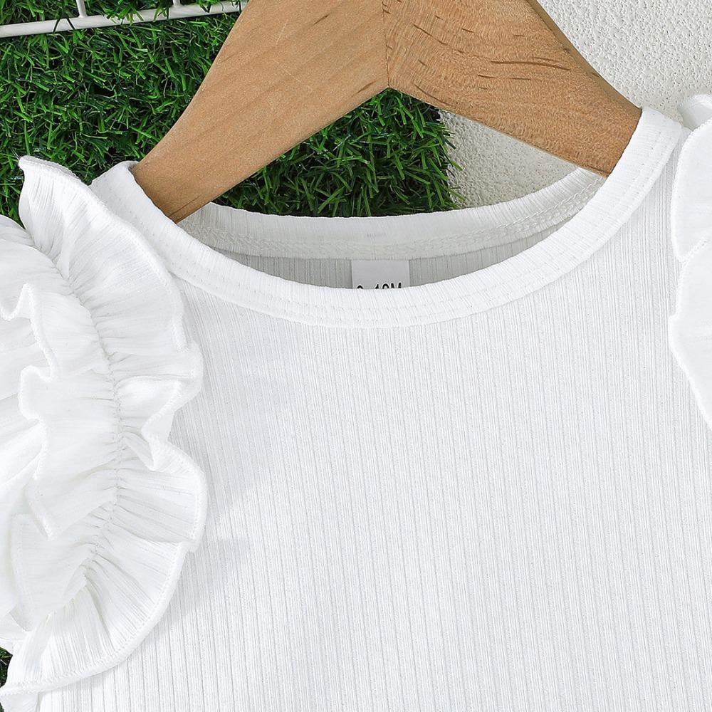 6M-3Y Baby Girl Summer Suit Baby Girl Short-sleeved Top + Mesh Flowers Layered Cake Skirt Girls Bustier Skirt