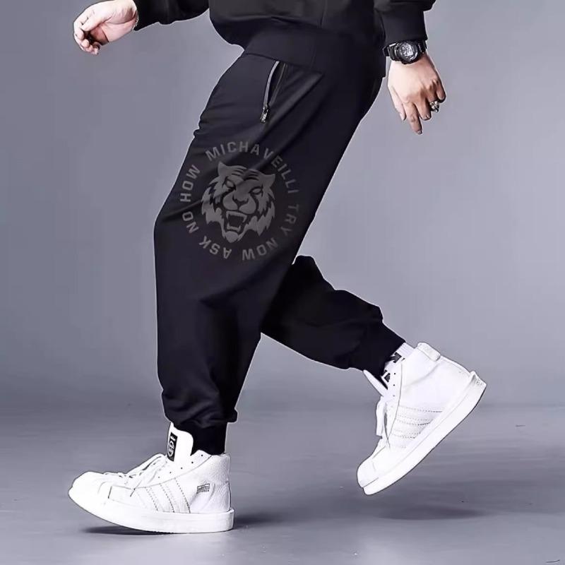Trendy Oversized Men's Loose-Fit Straight-Leg Wide-Leg Casual Stretch Sports Trousers with Drape