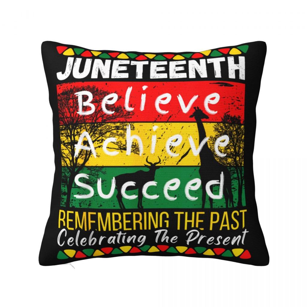 Kwadratowa poszewka na poduszkę Juneteenth Poliestrowe poduszki na sofę Świętowanie Czarnego 1865 Afroamerykańska spersonalizowana poszewka