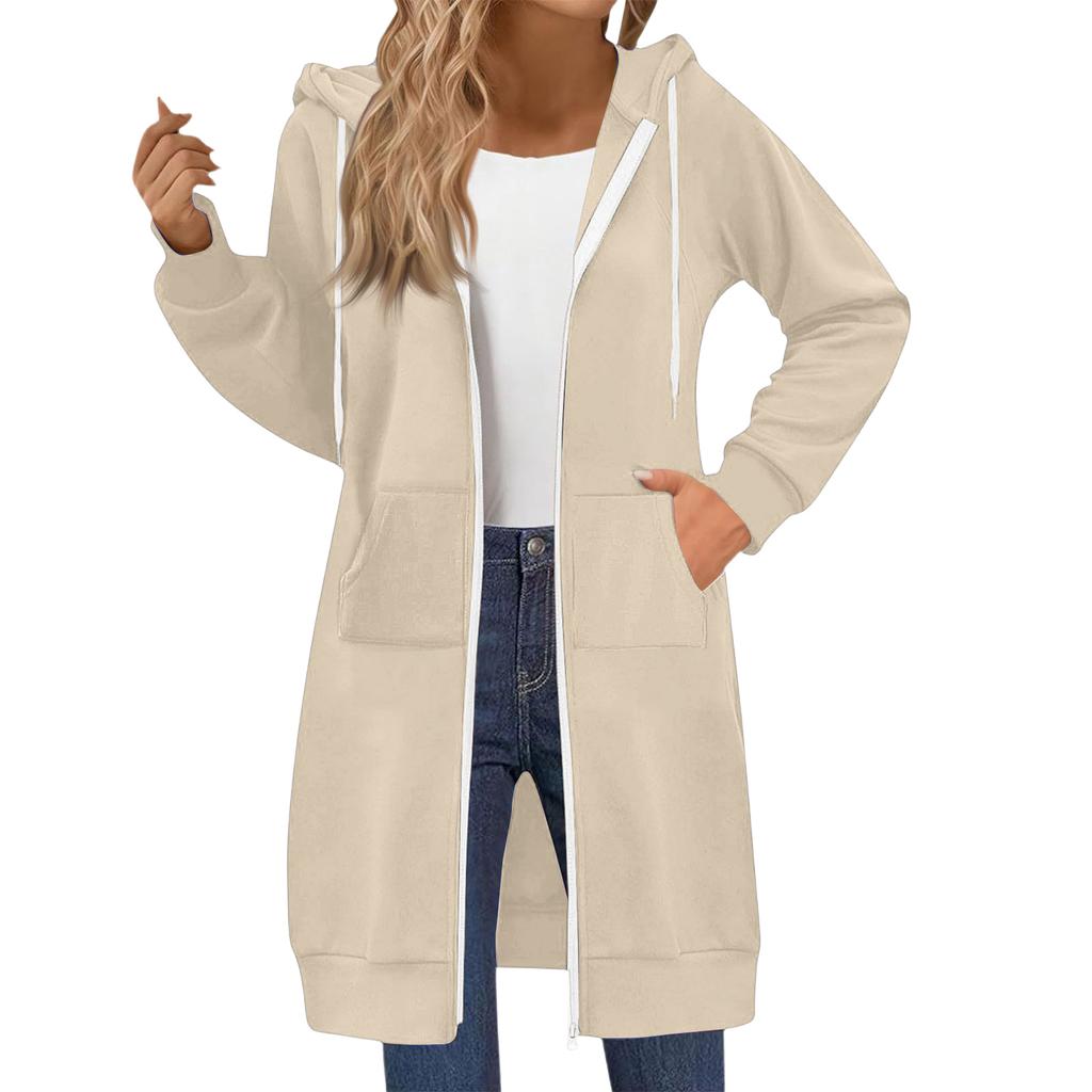 Women's Fashion Raglan Sleeve Long-Sleeve Casual Jacket With Zipper Hoodie