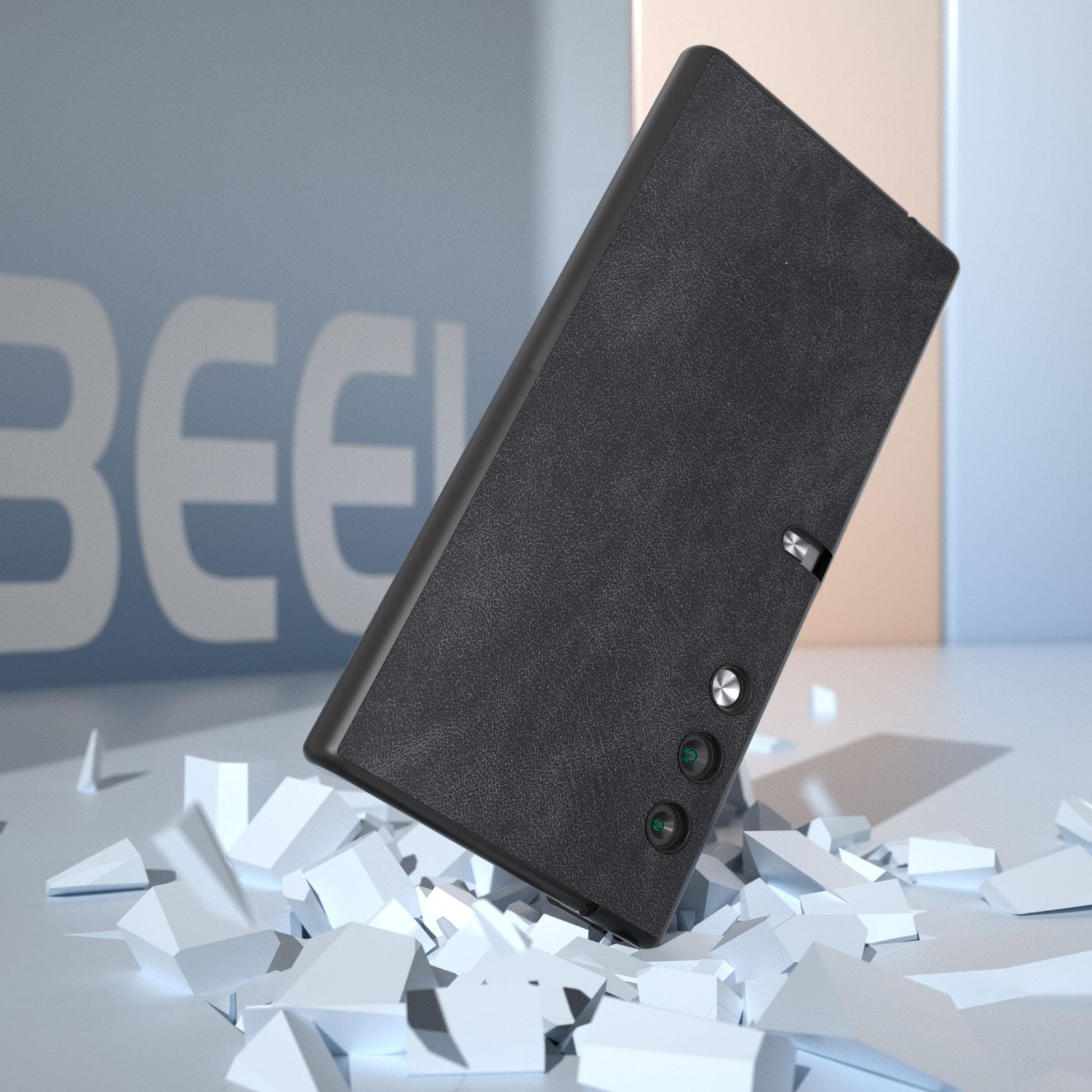 

For Honor V Purse Case PU Leather Coated PC Shockproof Phone Cover Black