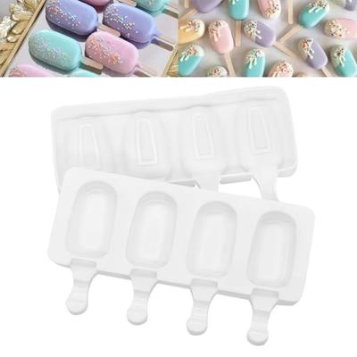 4-Kammer-Eis am Stiel Form Ovale Cake Pop Form Maker DIY Eisform Sommer