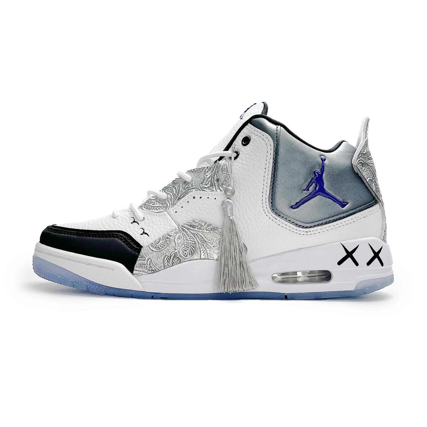 

Jordan Courtside 23 Slip Resistant Mid top Vintage Basketball Shoes Unisex Silver AR1000-104(Team285-) 41