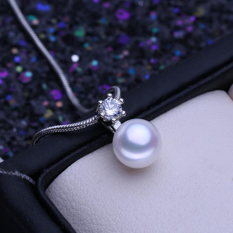 LSOOYH Fashion Natural Freshwater Pearl Pendant Necklace For Women Pearl Jewelry Cubic Zirconia CZ Necklace