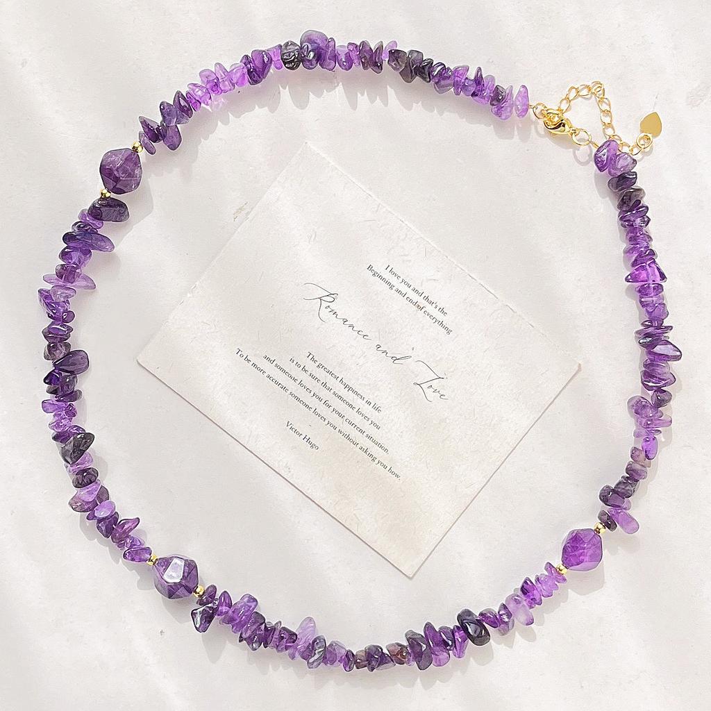 Wind High Quality Natural Amethyst Design Sense Collarbone Chain Necklace Women