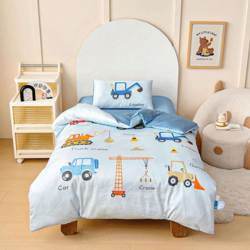 60S Pure Cotton Digital Print Kids' Autumn/Winter Bedding Set: First Day of School Duvet Cover