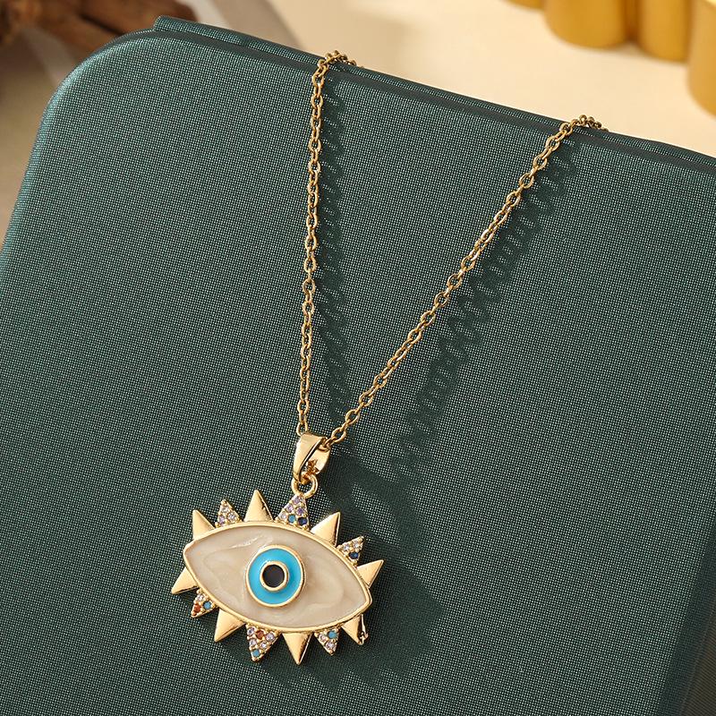 Beliebte Halskette mit blauem bösen Blick aus Titanstahl für Damen – Vielseitiger und personalisierter Schlüsselbeinkettenschmuck