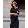 Demana Cloud Cotton V-Neck Belted Denim Dress