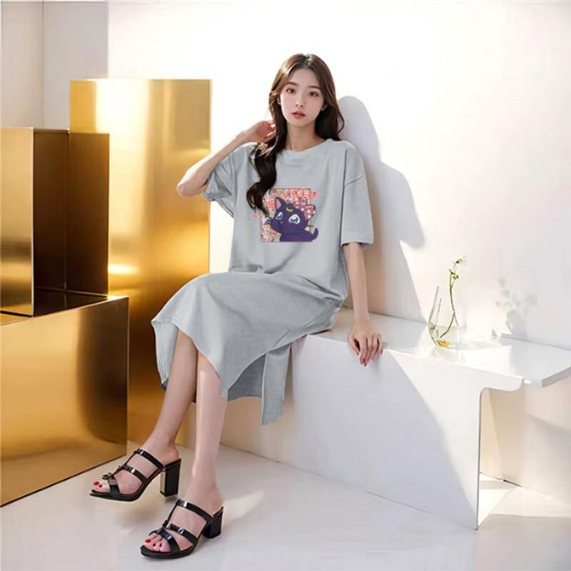 Vestido Largo de Verano para Mujer, Holgado, Estilo Lazy Wind, con Abertura por Encima de la Rodilla