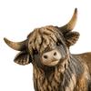 Warm Rustic Interior Ornaments Farmhouse Highland Cow Figurine, Resin Scottish Bull Statue, Durable Sculpture for Office Tabletop Ornament,