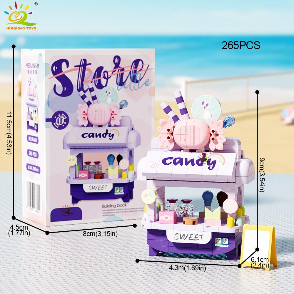 Cute MOC Dessert Street Shop Model Micro Building Block Flower Model Mini Brick Toy for Children Desk Home Decoration