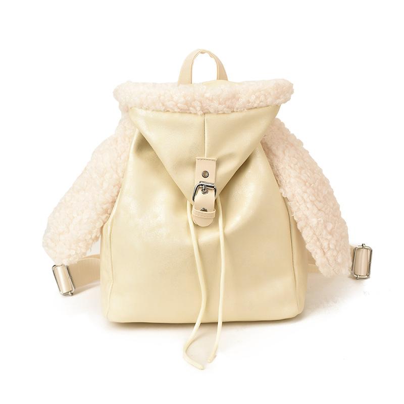 Schoolbag1011 New Rabbit Ears Lamb Wool Backpack Women's High Value Commuter Retro Student Schoolbag Going Out Small Backpack