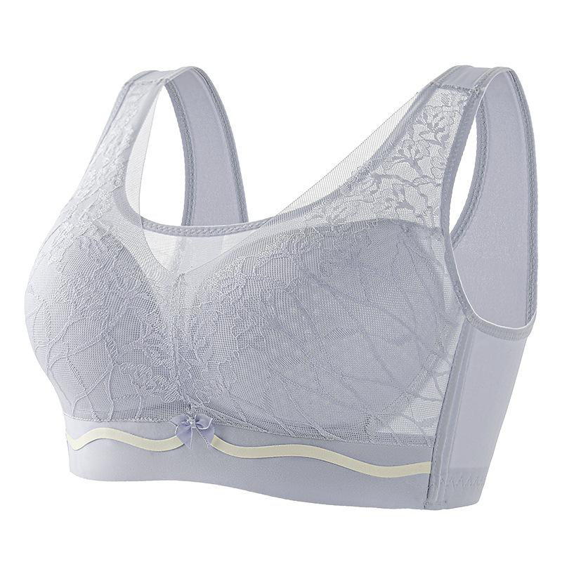 Large breasts show small female adjustment type without steel rim, double breasts, large size bra, upper support gathers lace thin bra