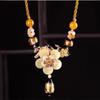 GemChic Women's New Classical Ethnic Glaze Flower Petal Pendant Necklace Vintage Adjustable Chain Fashion Birthday Christmas Jewelry Gift