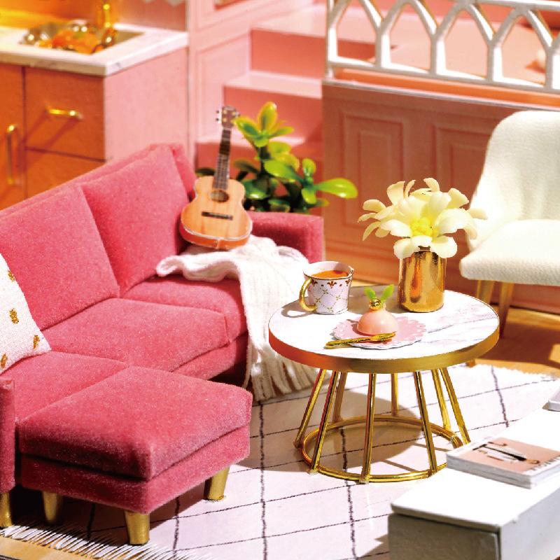 DIY Puppenhaus Miniatur Handgemachtes Kleines Haus Modell Spielzeug 3D Zusammengebautes Loft Valentinstag Geburtstagsgeschenk