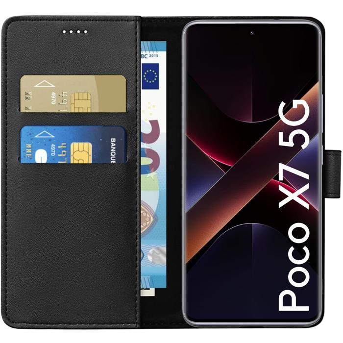 Hülle - Phonillico® - Xiaomi Poco X7 5G - Wallet Schwarz - Magnetverschluss - Kartenfächer