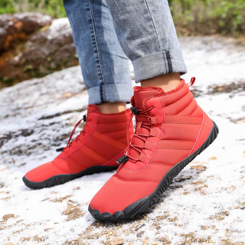 Men's and Women's Winter Non-slip Waterproof Snow Boots with Thick Sole and Plus Velvet Lining