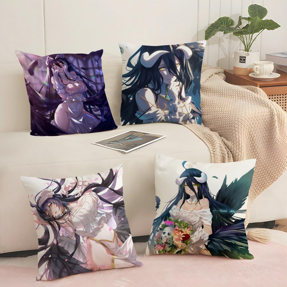 Anime OOVERLORD Albedo Cushion Cover Silky Short Plush Invisible Zipper Dustproof Sofa Pillow Case for Home Decor